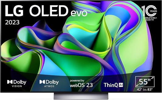 LG OLED55C37LA TV 139 cm (55 Inch) OLED evo TV (Smart TV, Brightness Booster, 120 Hz), Model Year 2023